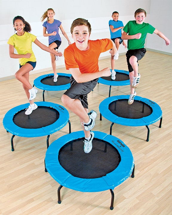 Kids jumping up and down on the UltraFit EverBound Rebounders.