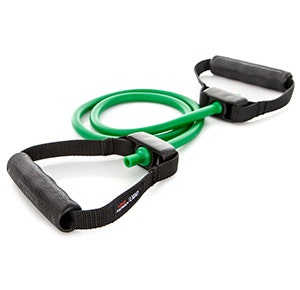 Green resistance tubing with black handles.